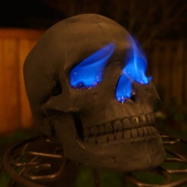 Human Fire Pit Skull Gas Log for Wood Fireplace