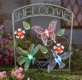 Hummingbird Welcome Solar Lighted Garden Stake