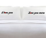 Love You More Heart Set of 2 Pillowcases for Couples Bedroom