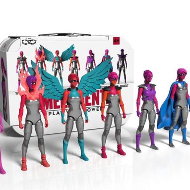 IAmElemental Series1/Courage: Complete Set of Seven Female Action Figures with Lunch Box Carry Case