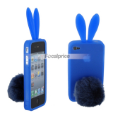 Silicone Case with Rabbit Tail Stand for iPhone 4G
