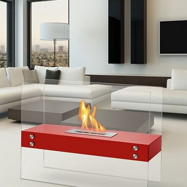 Ignis Ventless Bio Ethanol Fireplace Vitrum H Red