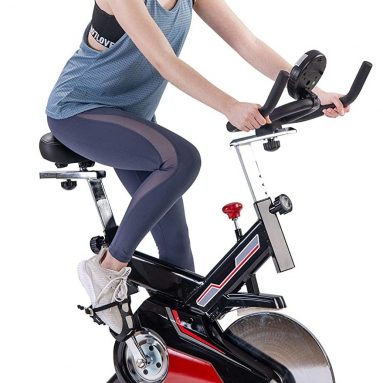 Indoor Cycling Exercise Bike Belt Drive Stationary Bicycle with LCD Monitor