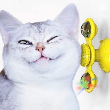 Interactive Cat Toy with Suction Cup Portable Windmill Scratch Hair