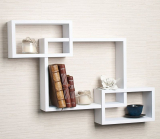 Intersecting White Laminate Wall Shelf