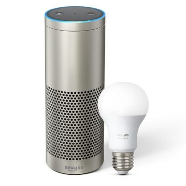 Introducing Echo Plus with built-in Hub – Silver + Philips Hue Bulb included