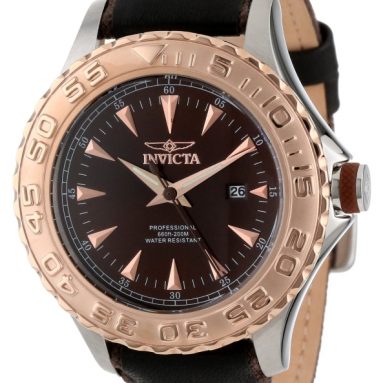 Invicta Men’s Black Leather Strap Watch