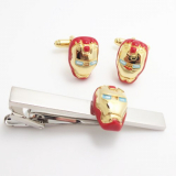 Iron Men Cufflinks Tie Bar Gift Set