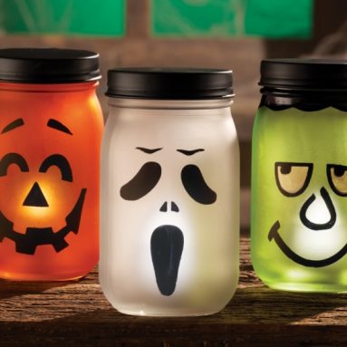 Jack O Lantern Halloween LED Lighted Jars