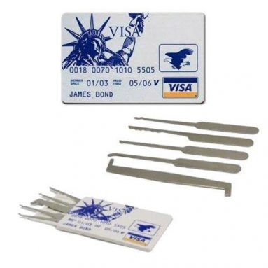 James Bond Credit Card Wallet Gadget Tool Pick Set
