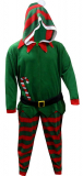 Jingle Bells Christmas Elf Hooded One Piece Pajama for men