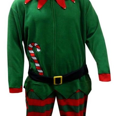 Jingle Bells Christmas Elf Hooded One Piece Pajama for men