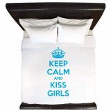 Keep Calm and Kiss Girls King Duvet Cover