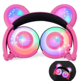 Kids Headphones Bear Ear-Inspired USB Rechargeable LED Backlight