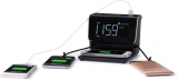 Kube Essentials Power Hub Wireless Charging Alarm Clock Charge Devices with Built in Qi Charger and Cables