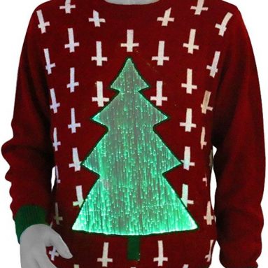 Ugly Christmas Sweater – LED Illuminated Tree Displaying 7 Alternating Colors For Any Holy Night