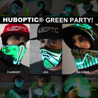 DJ LED Light Up MASKS/ HUBOPTIC GREEN PARTY Masks Combo