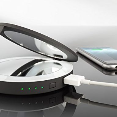 LED Lighted Travel Mirror with USB Charging Dock