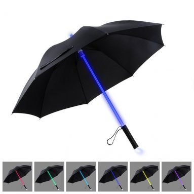 LED Lightsaber Light Up Black Clear Umbrella with 7 Color