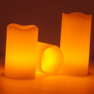 LED Pillar Wax Candles Yellow Lights with Remote Control Timer
