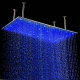 LED Stainless Steel Rectangle Shower Head Rain Showerhead Set
