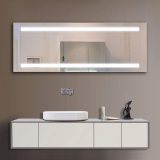 LED Wall Mounted Lighted Vanity Bathroom Silvered Mirror with Touch Button