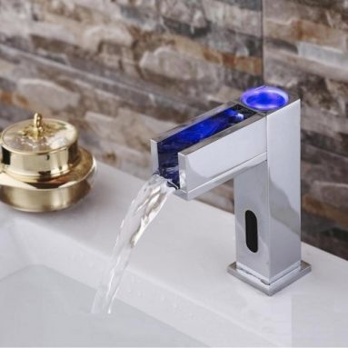LED Waterfall Bathroom Sink Faucet with Automatic Sensor Faucet