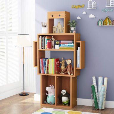 LITTLE TREE 4-Shelf Kids Bookshelf with Storage