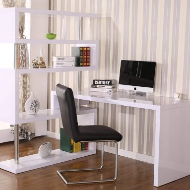 Large Corner Desk and Storage Shelf Rotating Home
