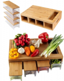 Large bamboo cutting board with trays