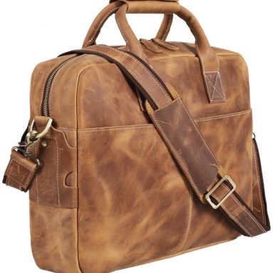 Leather Men’s Briefcase Messenger Tote Bag