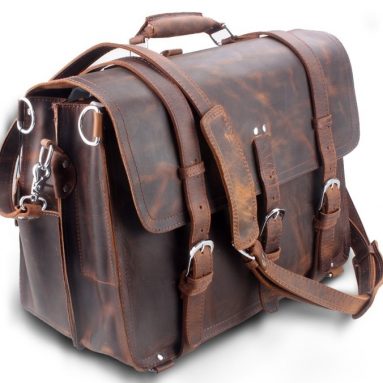 Leather Men’s Large Business Travel Messenger Bag Backpack