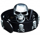 Leather Metal Skull Studded Belt