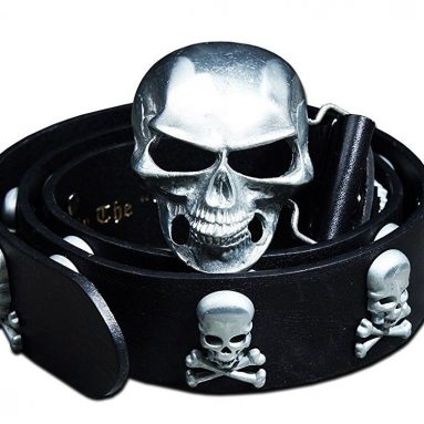 Leather Metal Skull Studded Belt