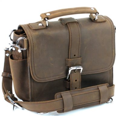Leather Motorcycle Tote Camera iPad Bag