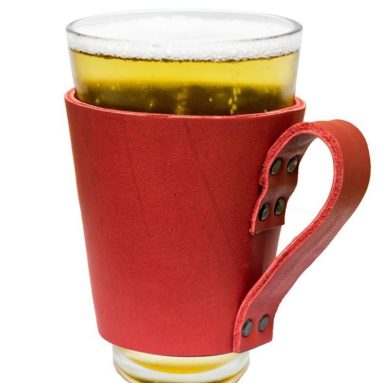 Leather Pint Sleeve with Handle Handmade