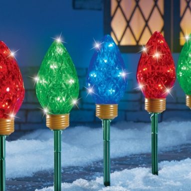 Led Christmas Bulbs Garden Path Light Stakes