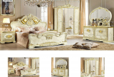 Leonardo Queen Size Bedroom Set in Ivory Lacquer Finish