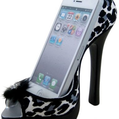 Leopard Cell Phone Holder Open Toe Shoe