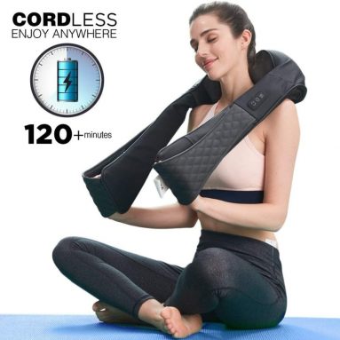 LiBa Cordless Shiatsu Neck Shoulder Back Massager Belt with Heat