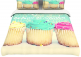 “Life Is As Sweet As Cupcakes” Green Queen Cotton Duvet