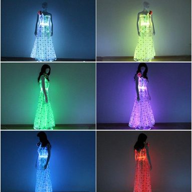 Light up Off Shoulder Long Maxi Dress Glow in The Dark