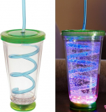 Lighted Disco Cup Swirly Party Straw Drink