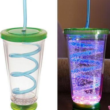 Lighted Disco Cup Swirly Party Straw Drink