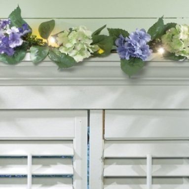 Lighted Hydrangea Spring Garland With Led Lights