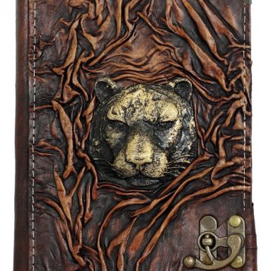 Lion 3D Sculpture Refillable Leather Journal  Diary