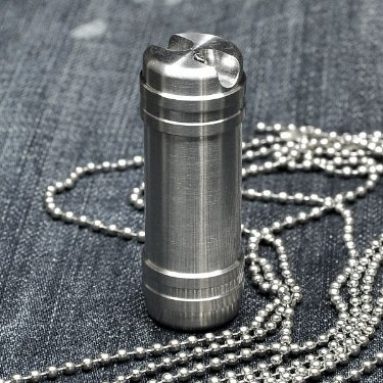 Necklace Ti Waterproof Medicine Capsule Tablet Pill Box