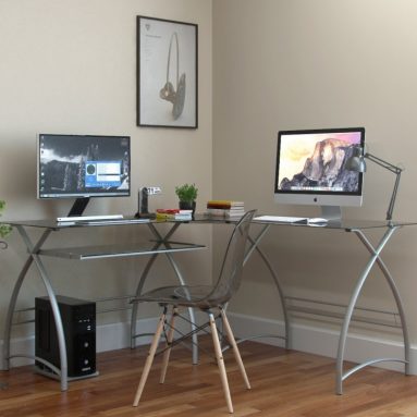 L Shaped Desk in Silver