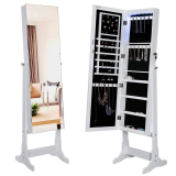 Lockable Jewelry Cabinet with Frameless Mirror