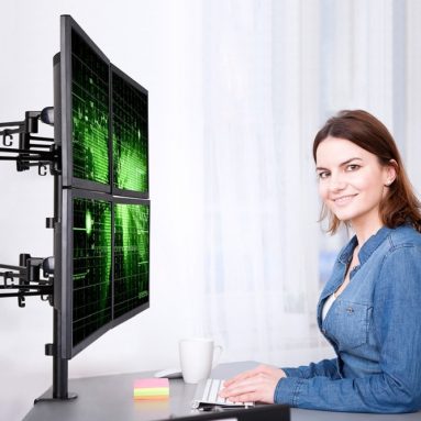 Full Motion Quad Monitor Arm Desk Mount Stands Fits